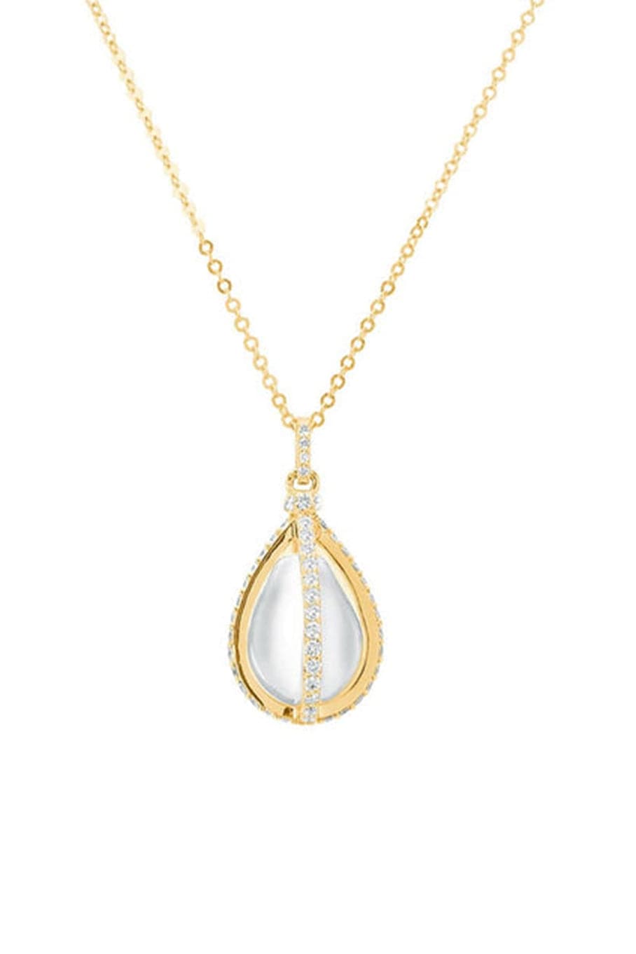 CARBON & HYDE-Pearl Cage Necklace - Yellow Gold-YELLOW GOLD