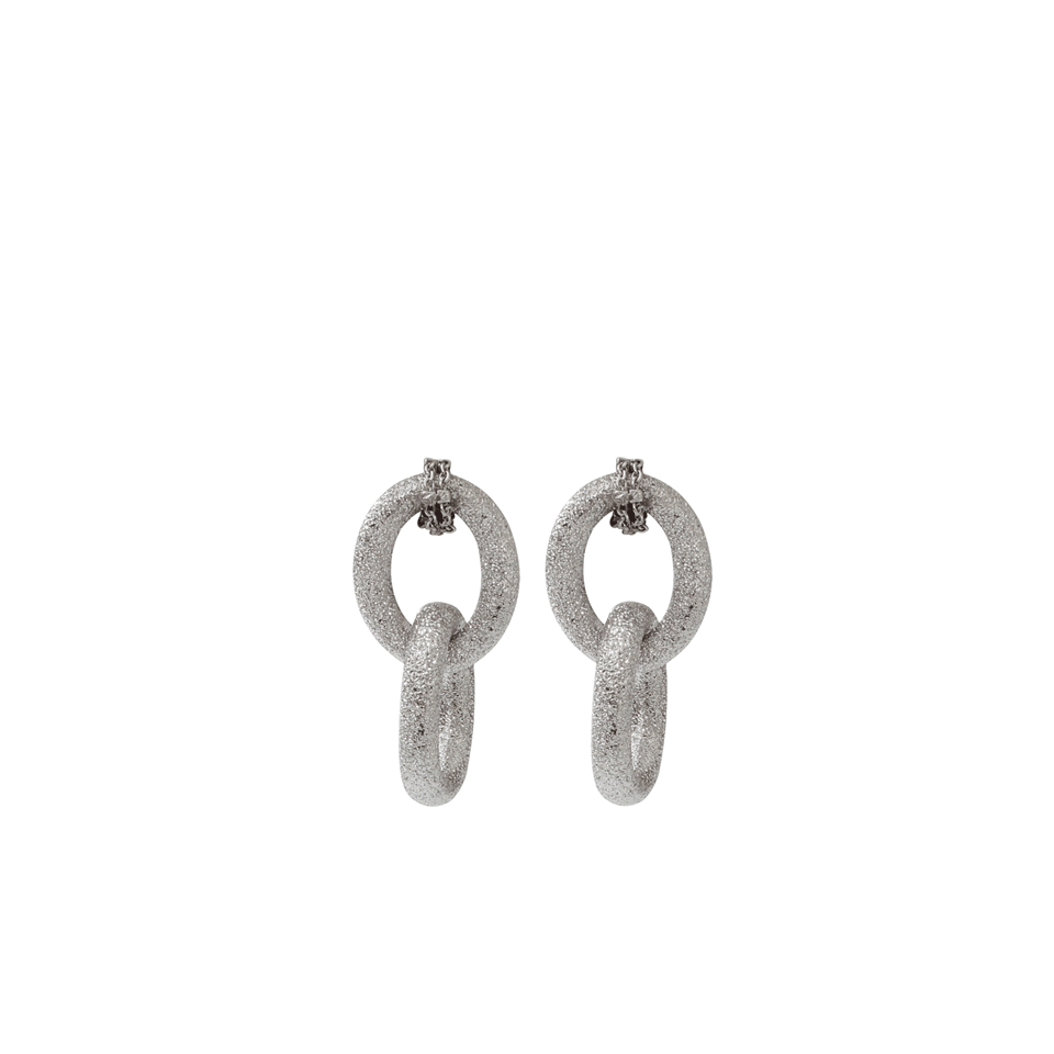 CAROLINA BUCCI-1885 Sparkly Double Link Earrings-WHITE GOLD