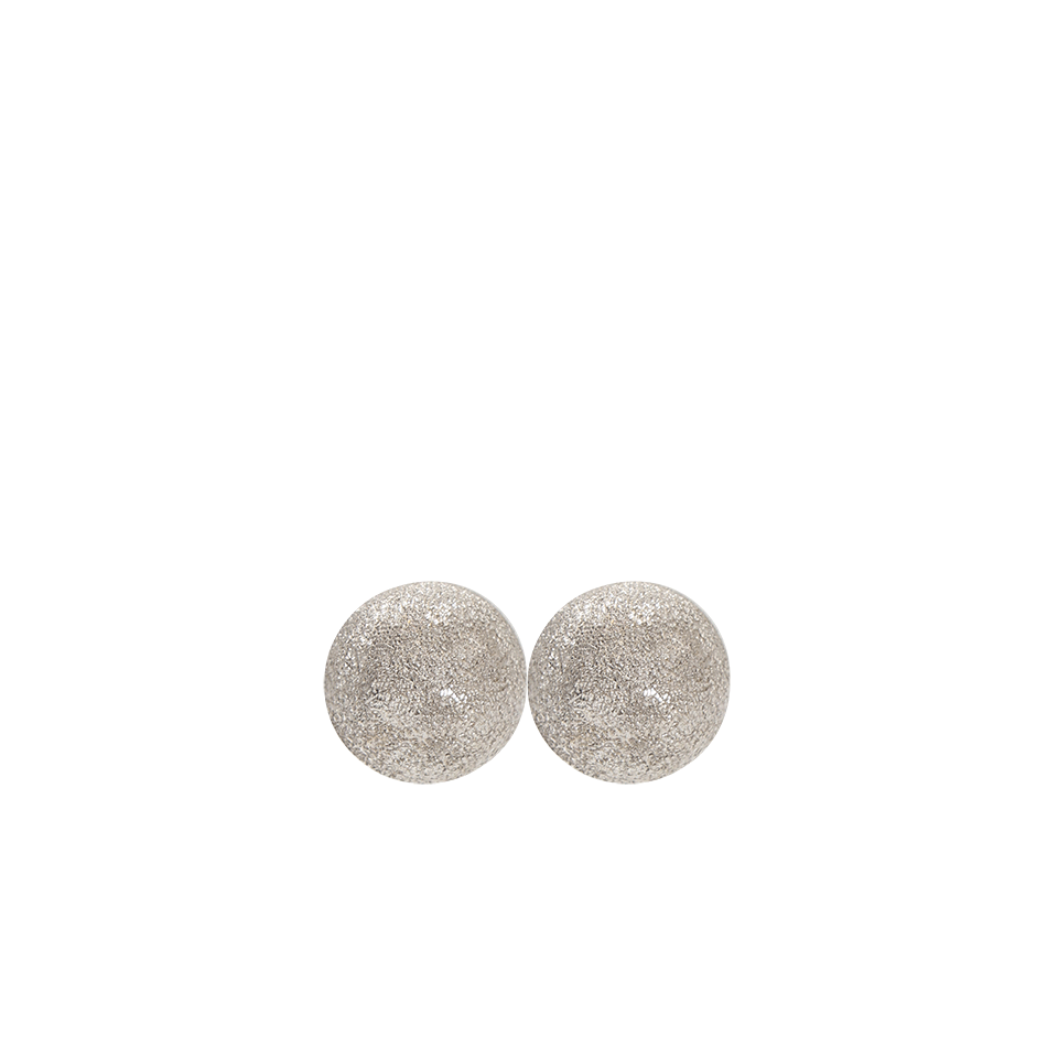 CAROLINA BUCCI-Medium Sparkly Ball Earrings-WHITE GOLD