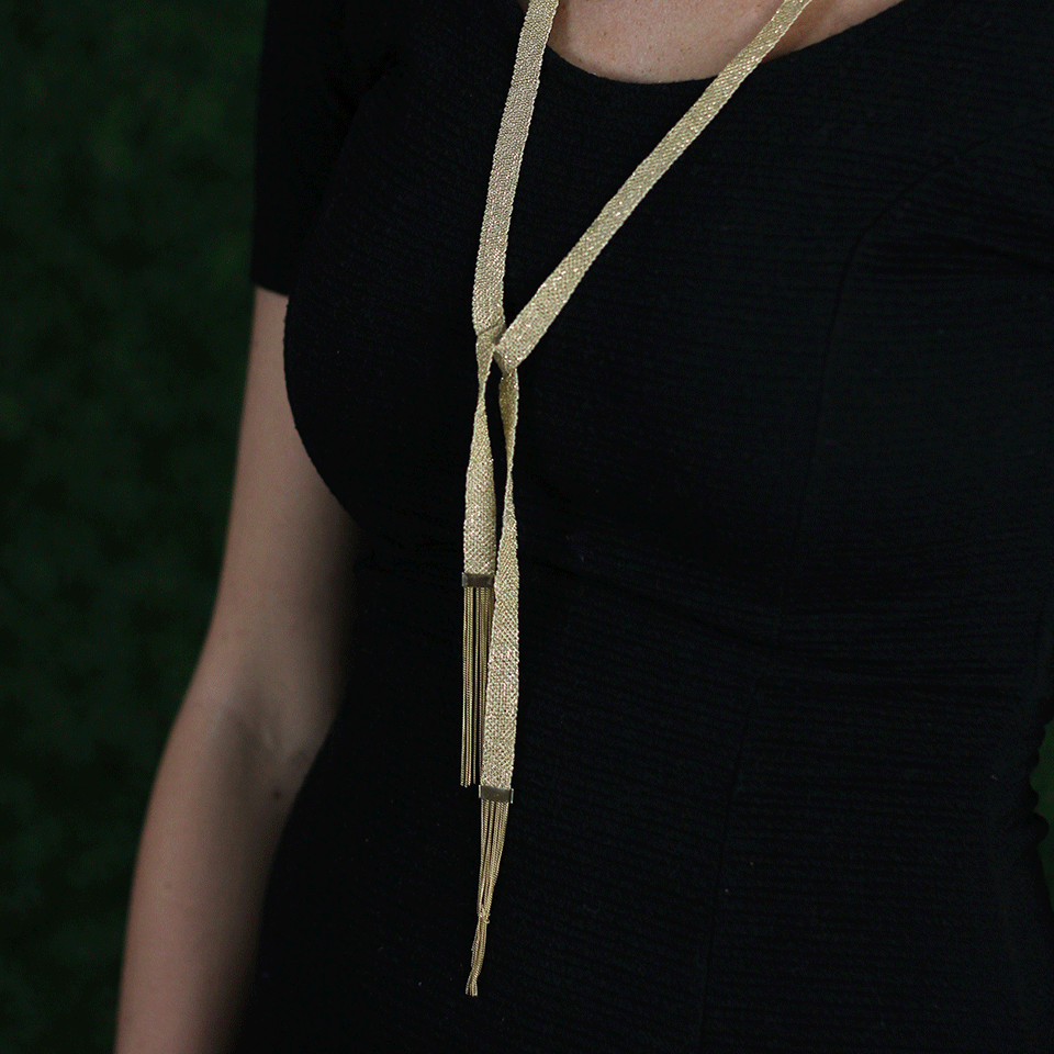 CAROLINA BUCCI-Gold And Silk Woven Scarf Necklace-YELLOW GOLD