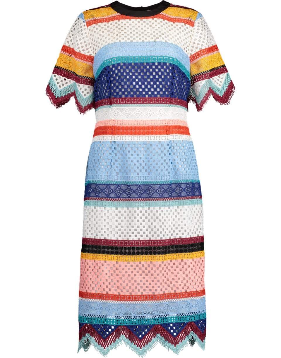 CAROLINA HERRERA-Color-Blocked Guipure Lace Dress-MULTI