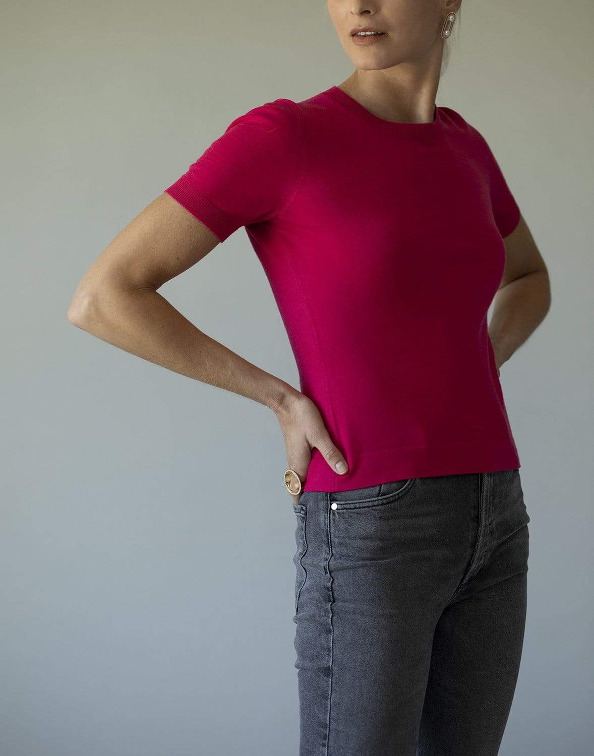 CAROLINA HERRERA-Azalea Short Sleeve Knit T-Shirt-