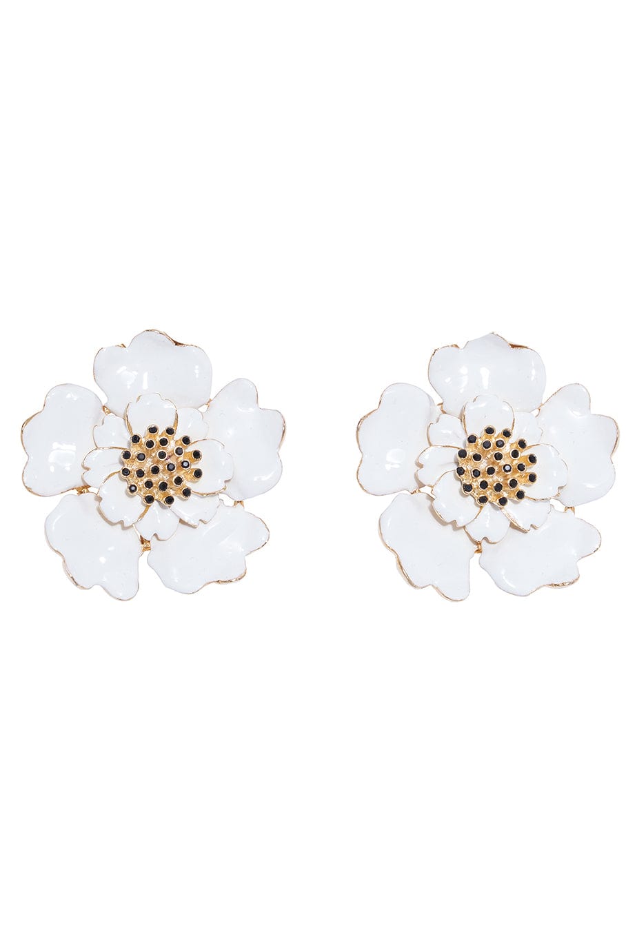 CAROLINA HERRERA-Single Flower Drop Earring - White-WHITE GOLD