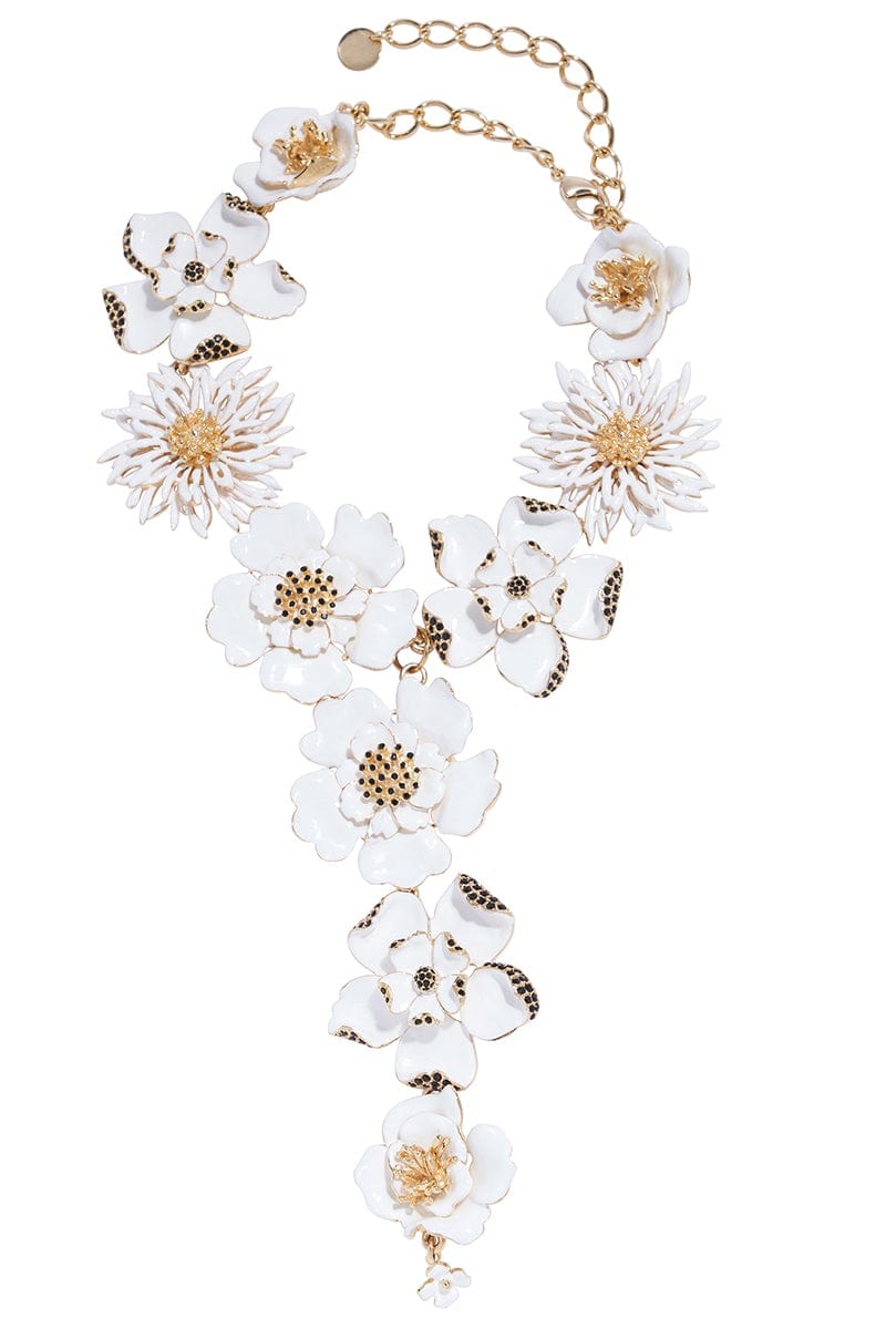 CAROLINA HERRERA-Flower Chain Necklace-WHITE GOLD