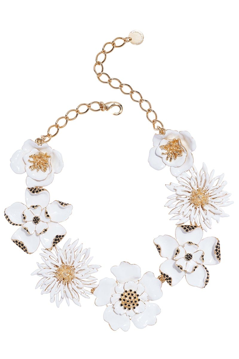 Lariat Flower Chain Necklace - White JEWELRYBOUTIQUENECKLACE O CAROLINA HERRERA   