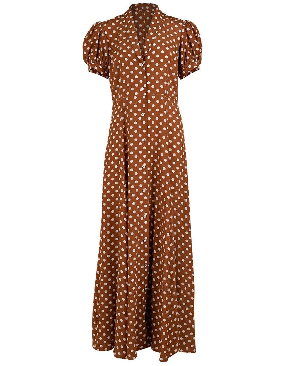 Polka Dot Silk Short Sleeve Long Dress