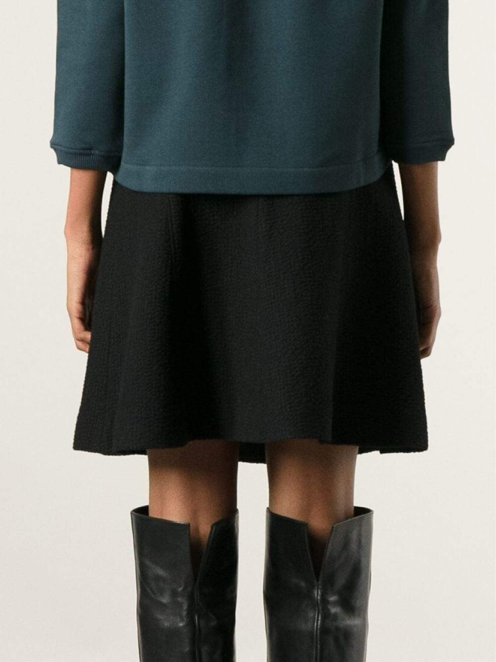 CARVEN-Wool Seersucker Skirt-