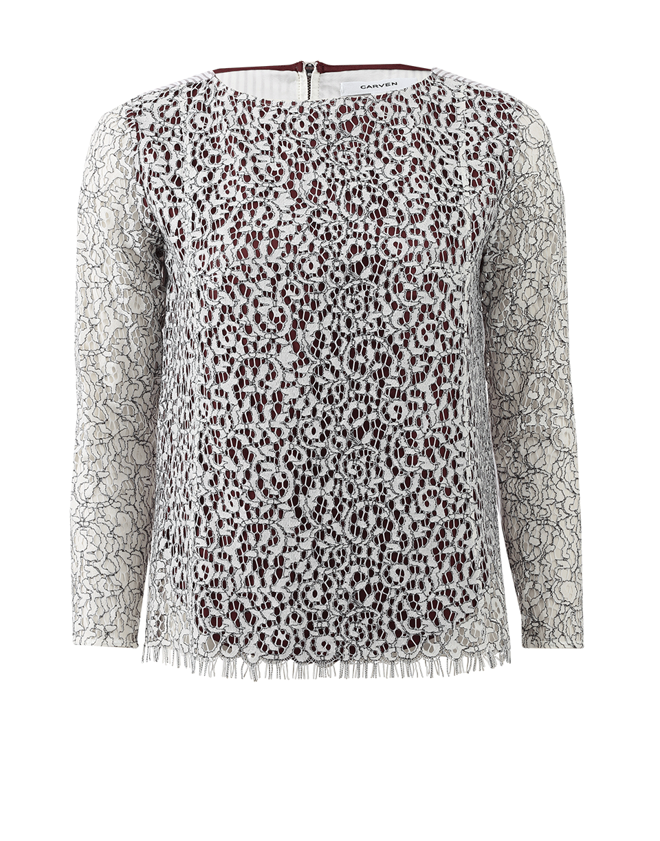 CARVEN-Lace Front Poplin Top-