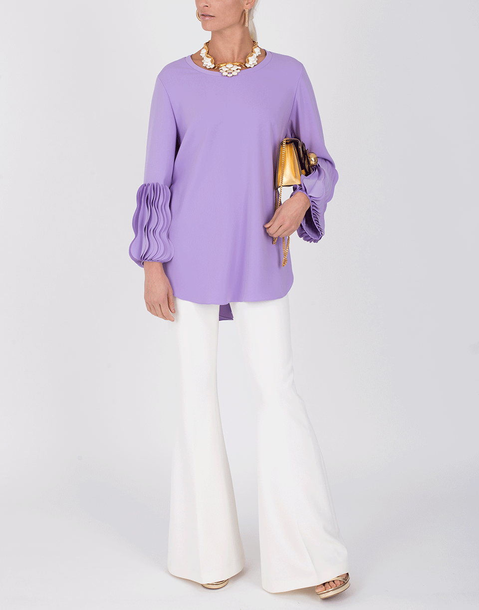 CATHERINE REGEHR-Lilac Wave Cuff Pullover Top-