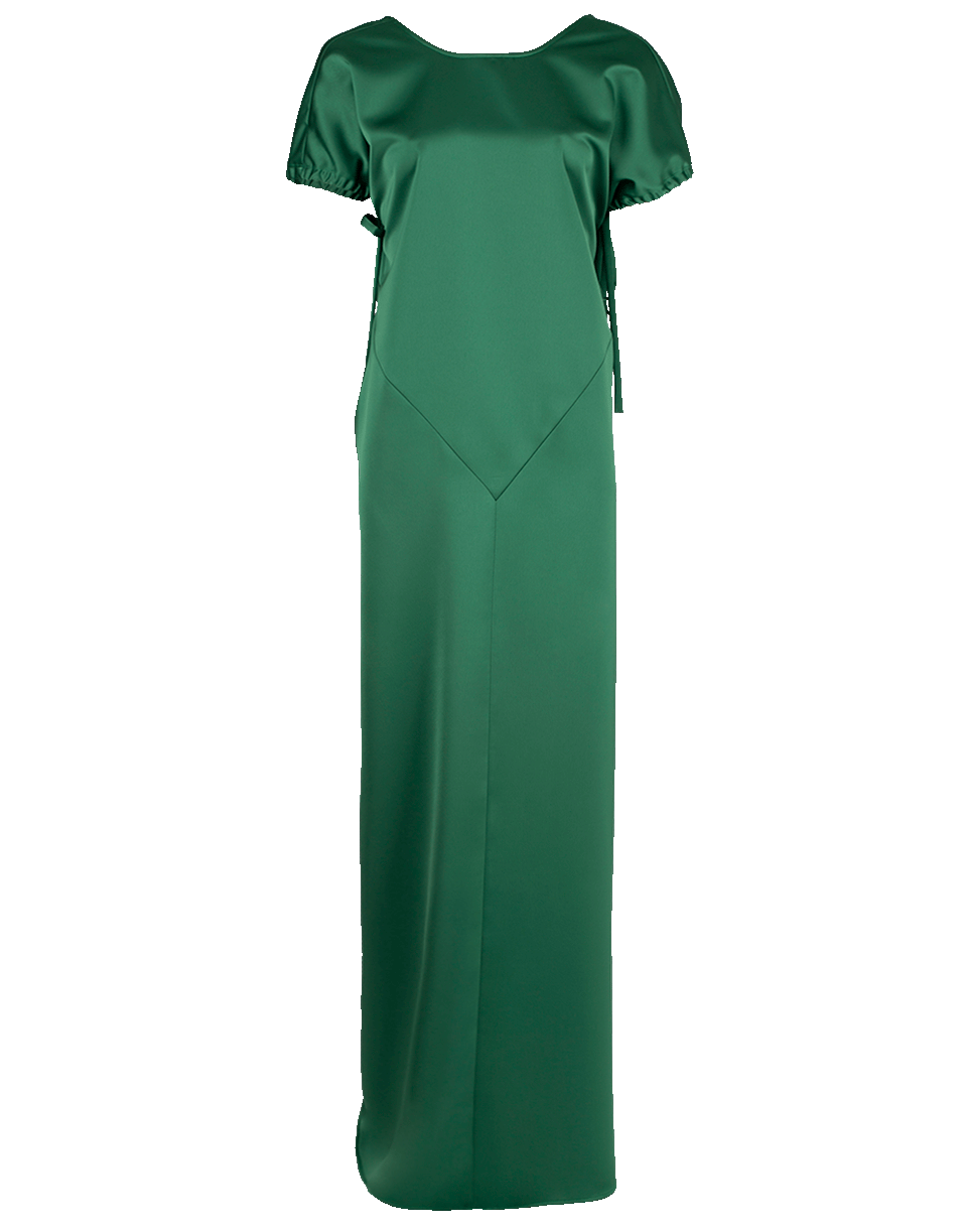 CEDRIC CHARLIER-Adjustable Deep V Maxi Dress-GREEN