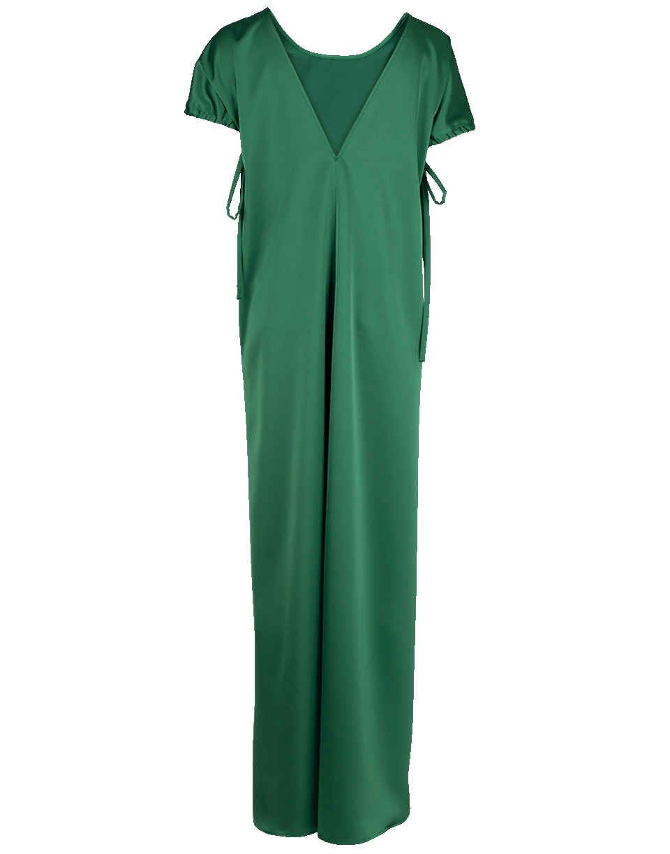 CEDRIC CHARLIER-Adjustable Deep V Maxi Dress-GREEN