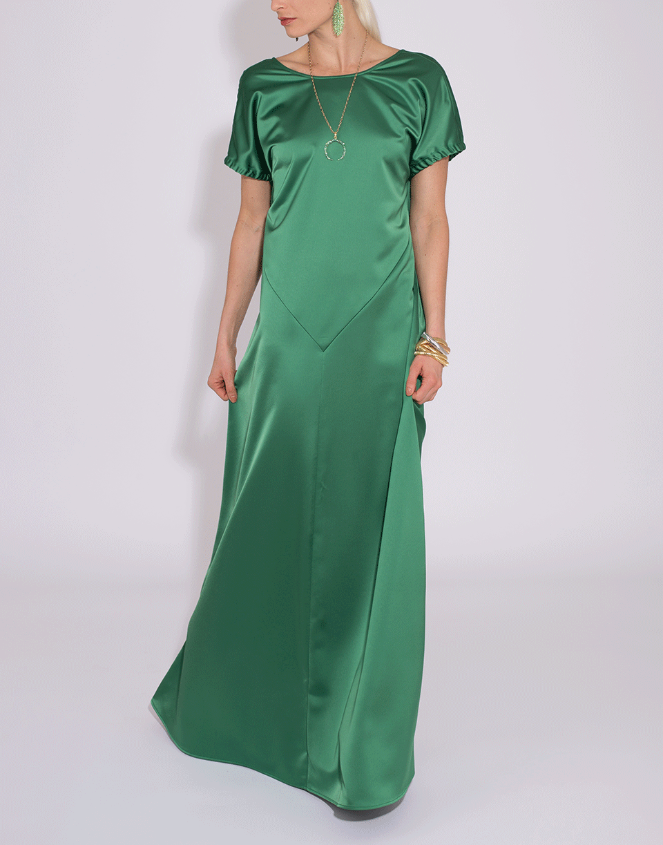 CEDRIC CHARLIER-Adjustable Deep V Maxi Dress-GREEN