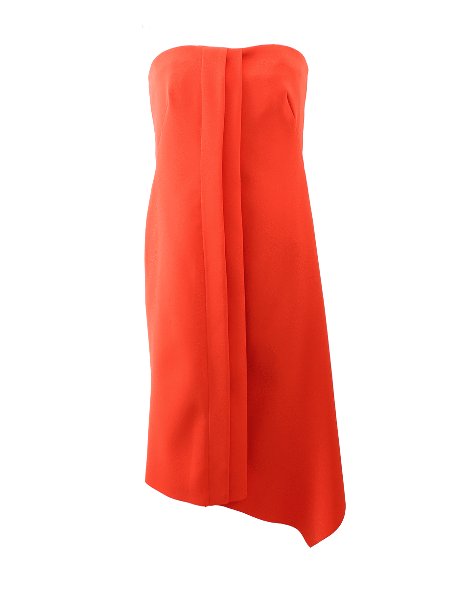 CEDRIC CHARLIER-Strapless Drape Side Dress-RED