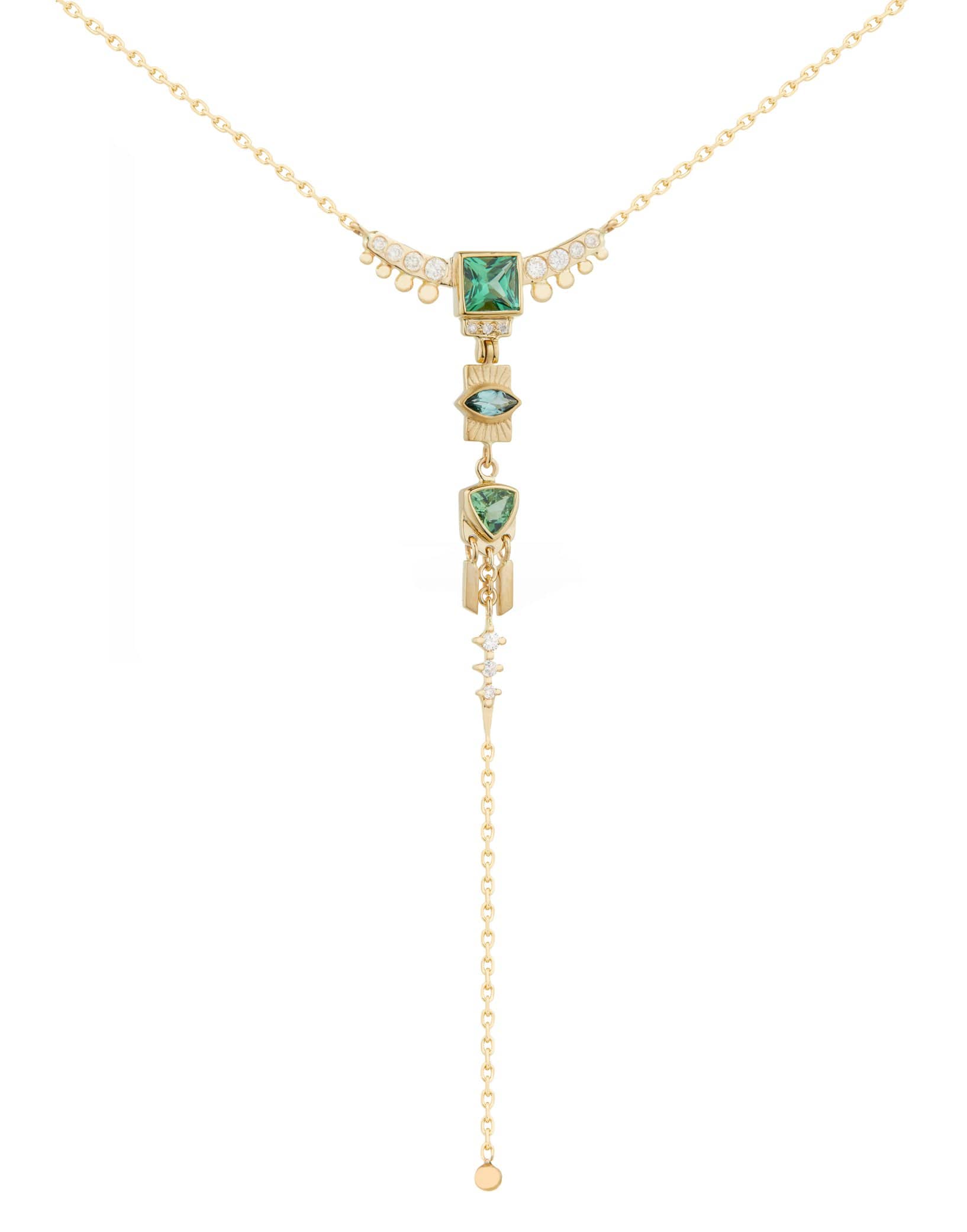Green Tourmaline and Diamond Totem Lariat Necklace JEWELRYFINE JEWELNECKLACE O CELINE DAOUST   