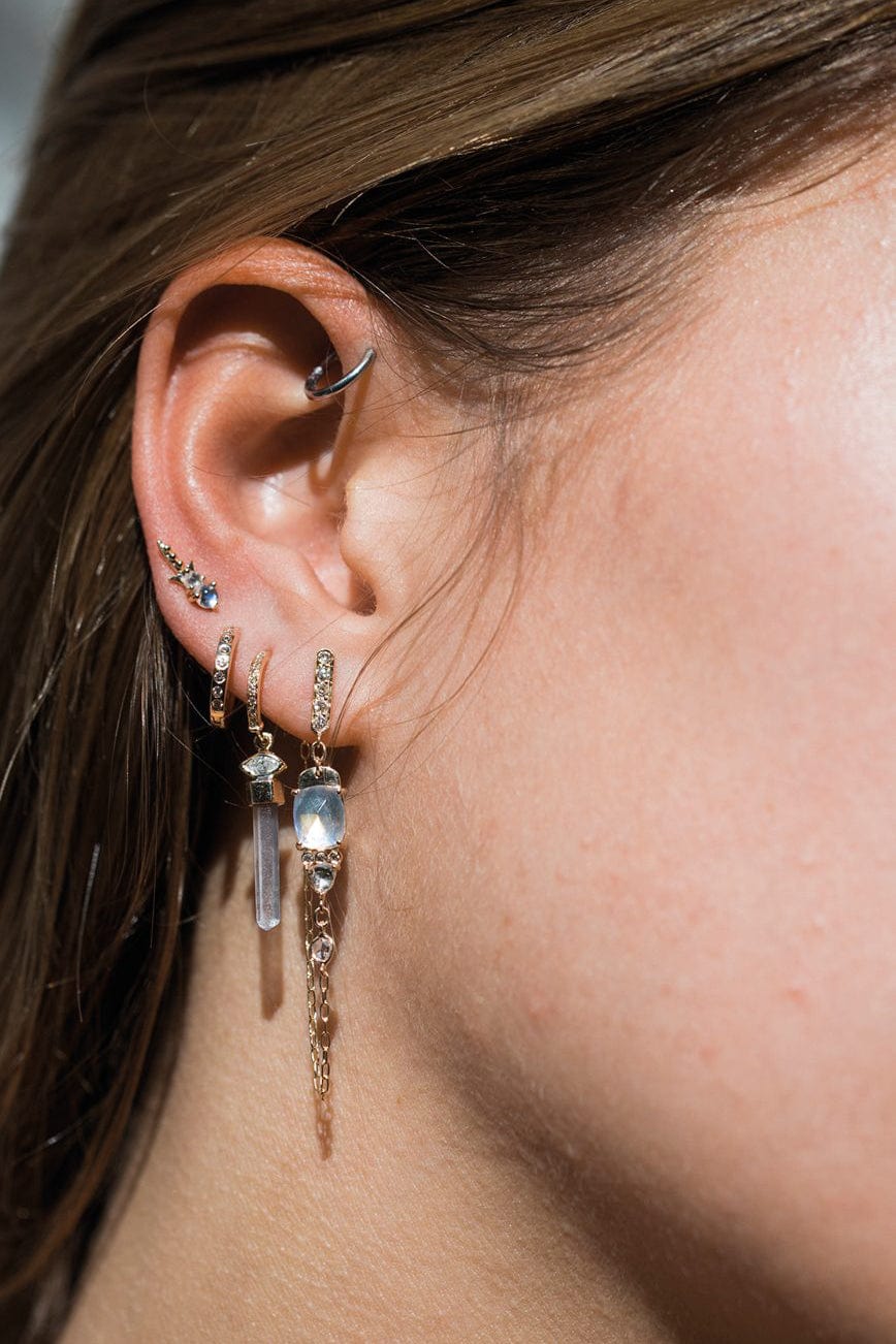 Moonstones & Diamonds Long Chain Earrings JEWELRYFINE JEWELEARRING CELINE DAOUST   