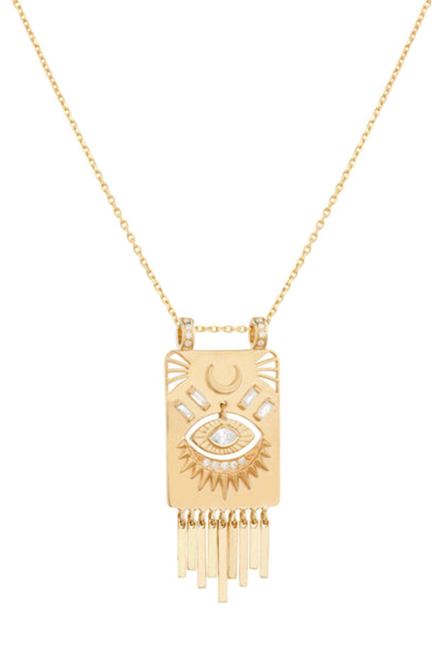 CELINE DAOUST-Gold Plate & Dangling Eye Diamonds Necklace-YELLOW GOLD