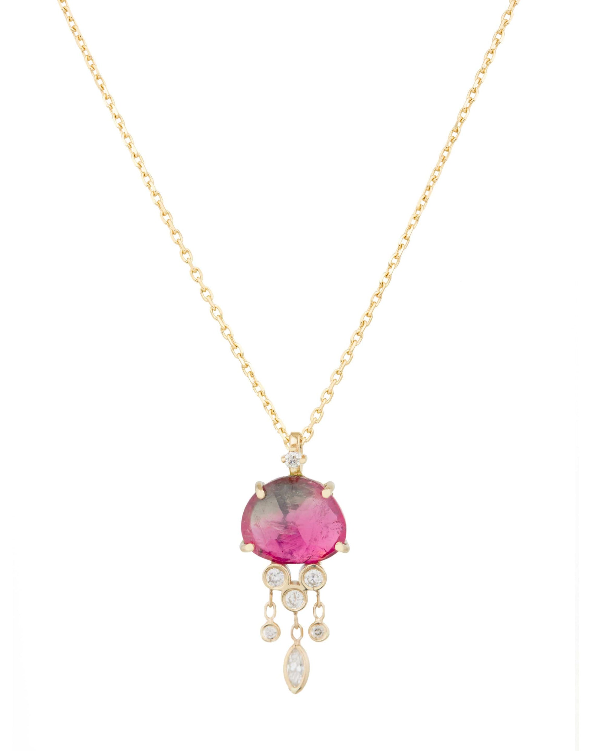 Pink Tourmaline & Dangling Diamonds Jellyfish Necklace JEWELRYFINE JEWELNECKLACE O CELINE DAOUST   