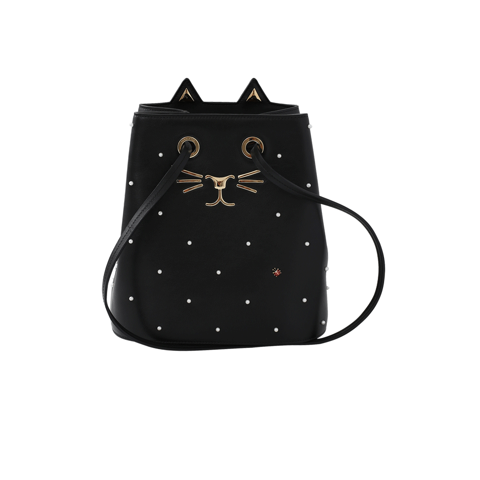 CHARLOTTE OLYMPIA-Feline Bucket Bag-BLACK