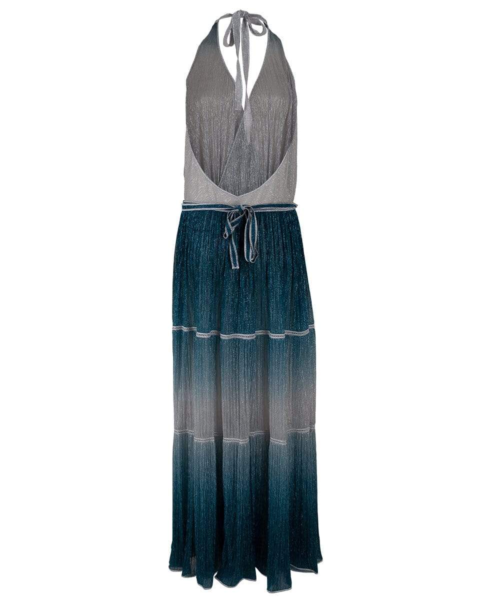 CHIO-Long Maxi Wrap Dress-BLUE