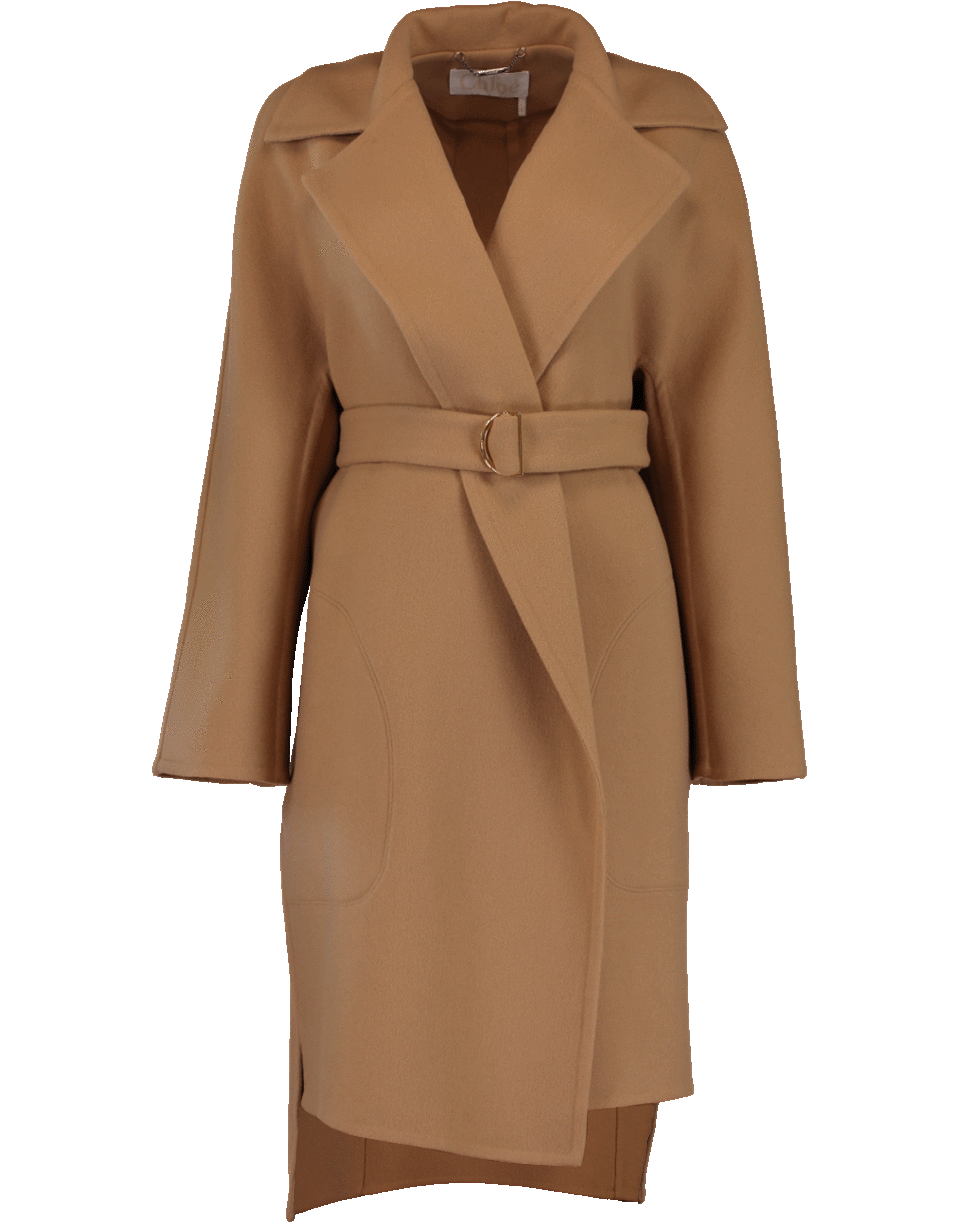 CHLOÉ-Belted Oversized Coat-BROWN