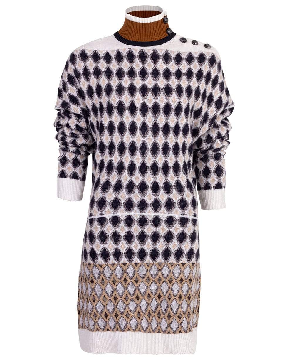CHLOÉ-Argyle Drop Shoulder Sweater Dress-