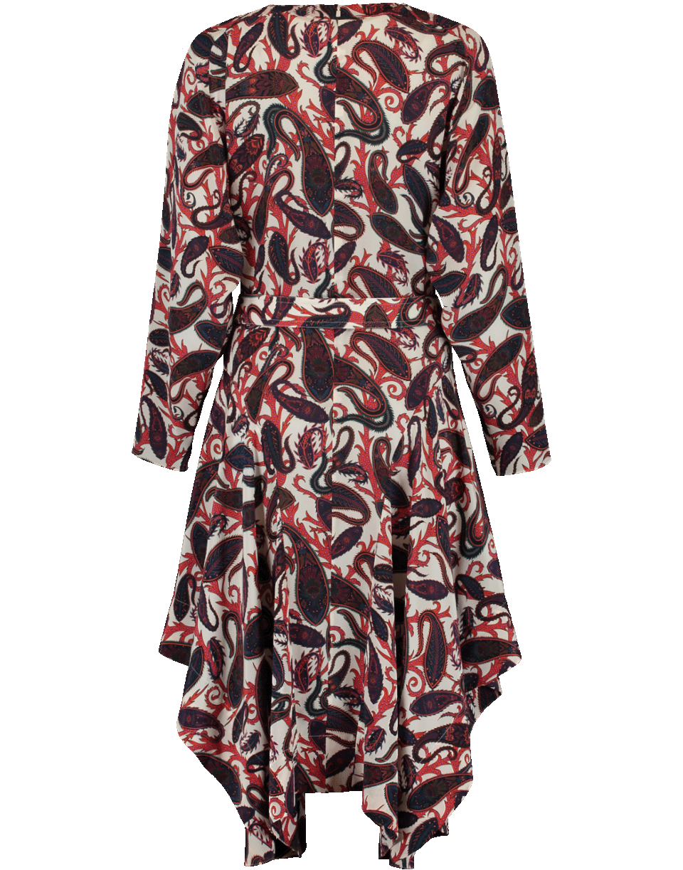 CHLOÉ-Dolman Sleeve Paisley Print Dress-RED/BLU