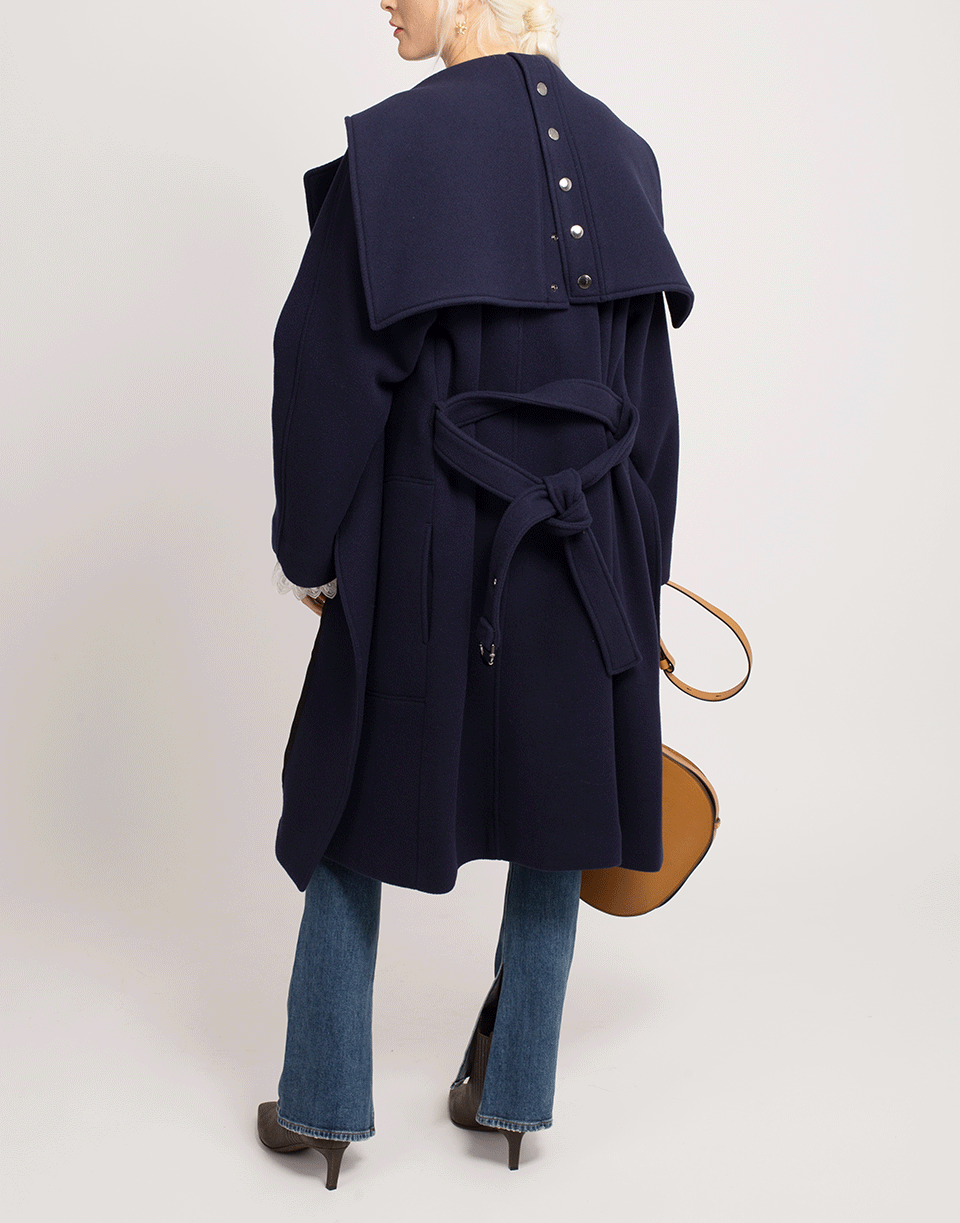 CHLOÉ-Belted Wool Wrap Coat-BLUE