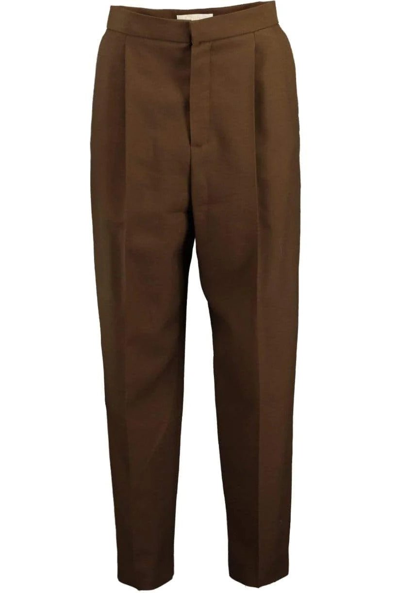 CHLOÉ-Front Pleated Wide Leg Pant-BROWN