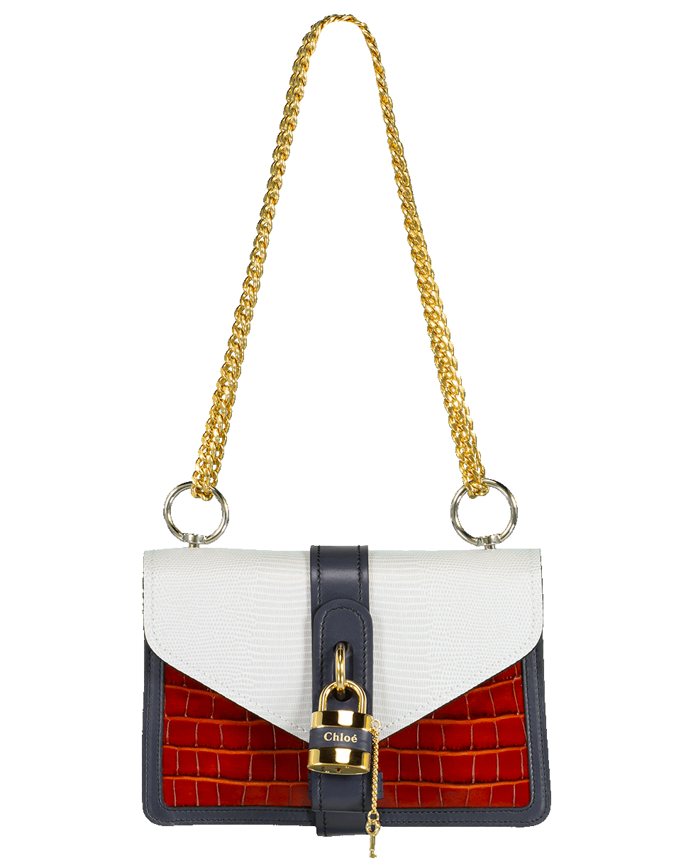 CHLOÉ-Blue and Green Aby Chain Colorblock Shoulder Bag-BLU/BRWN