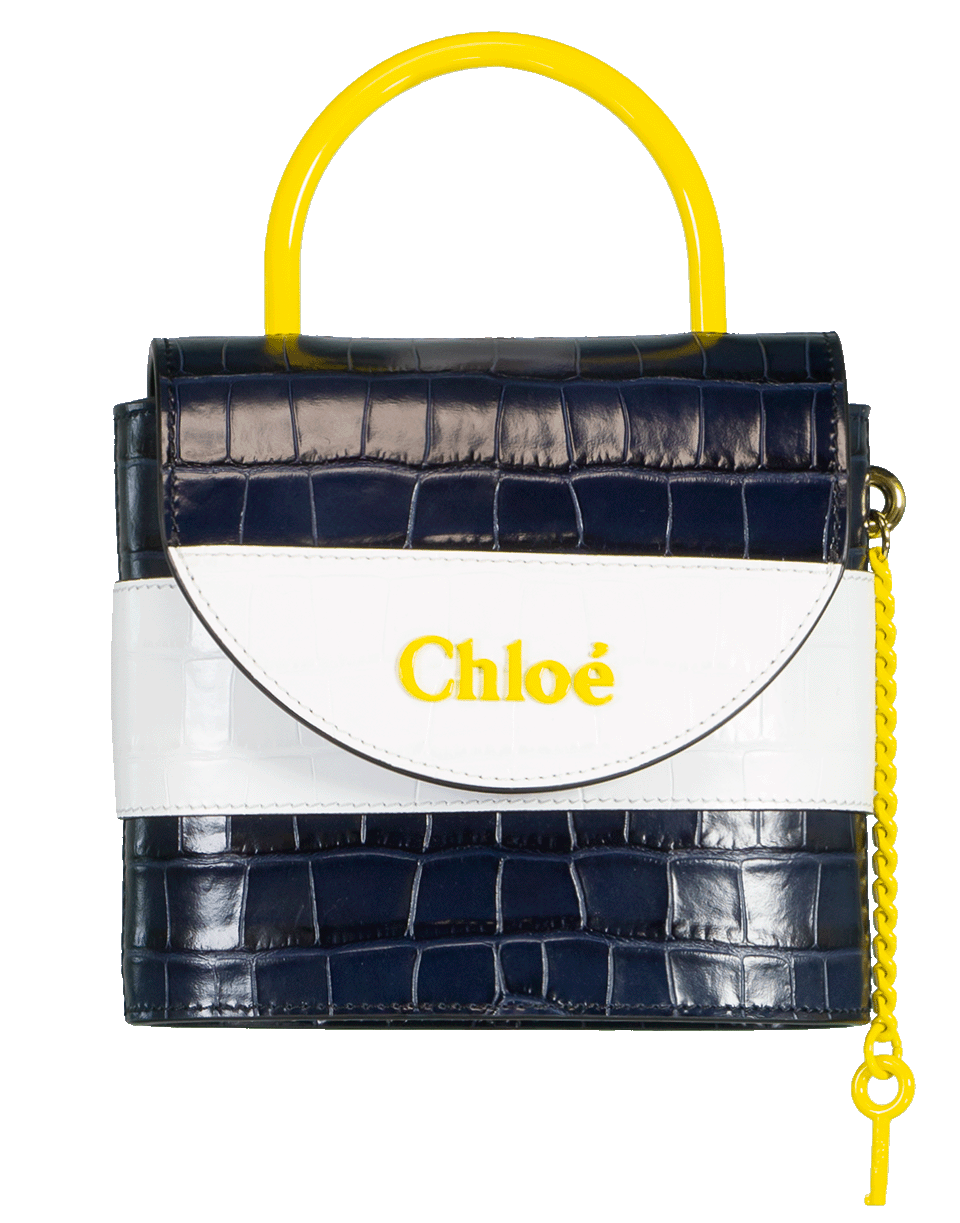 CHLOÉ-Blue and Yellow Small Aby Lock Bag-BLU/YLLW