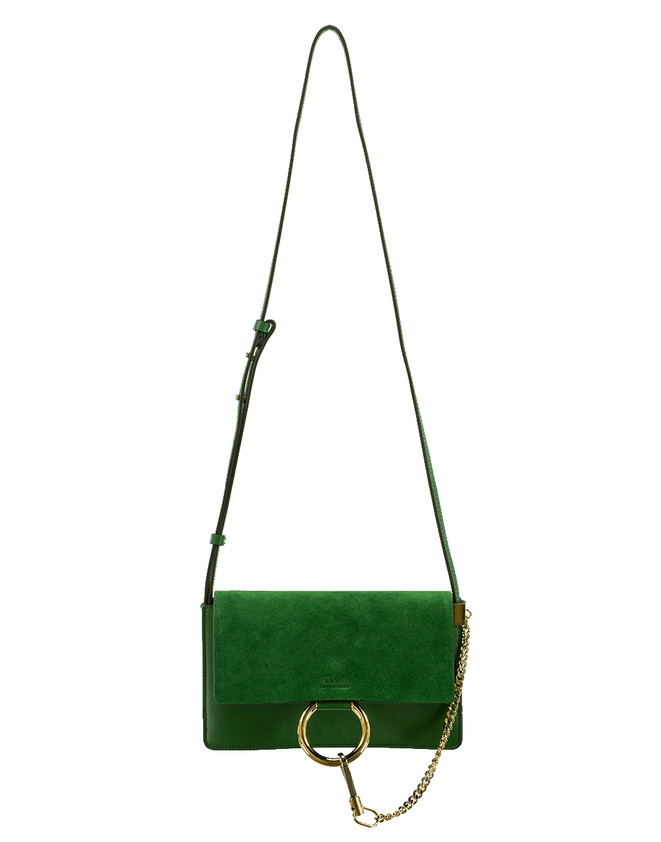 CHLOÉ-Small Faye Suede And Calfskin Shoulder Bag-PINE