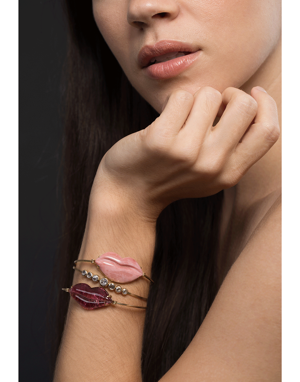 CHRISTINA ALEXIOU-Pink Opal Lips Bracelet-YELLOW GOLD