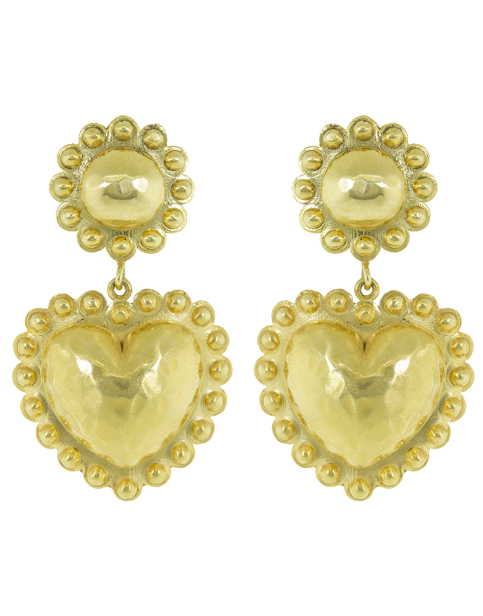 CHRISTINA ALEXIOU-Flower and Heart Earrings-YELLOW GOLD