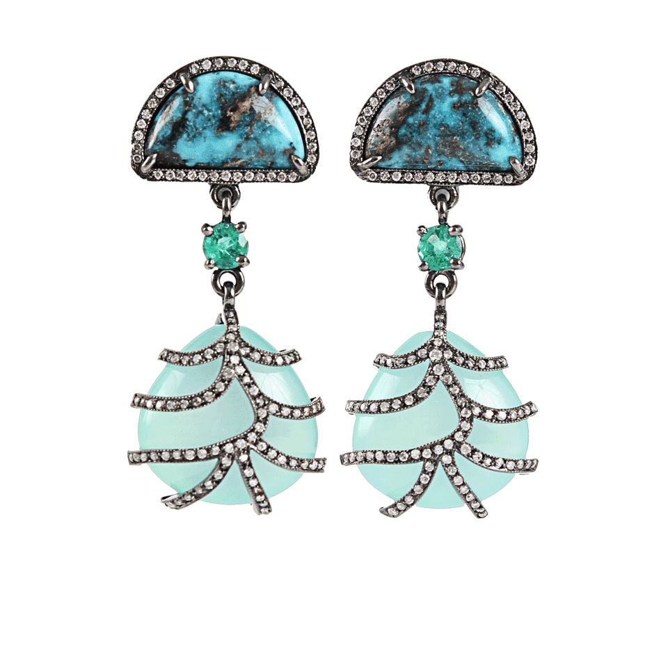 Turquoise, Emerald and Peardrop Chalcedony Earrings JEWELRYFINE JEWELEARRING COLETTE JEWELRY   