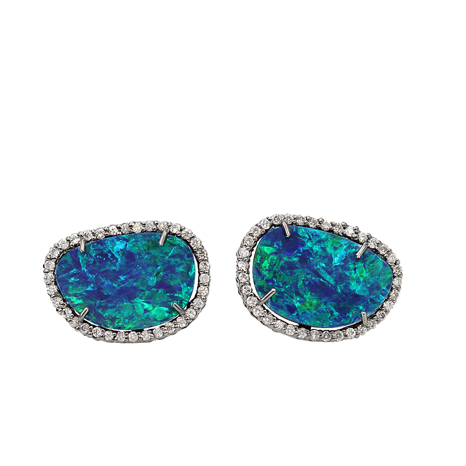 COLETTE JEWELRY-Boulder Opal Stud Diamond Earrings-WHITE GOLD