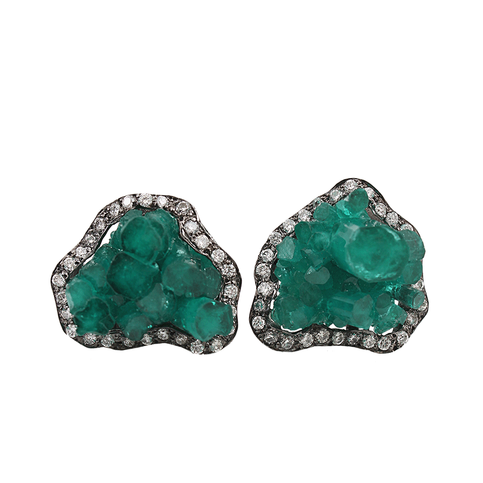 Emerald Crystal Stud Earrings with Diamonds JEWELRYFINE JEWELEARRING COLETTE JEWELRY   