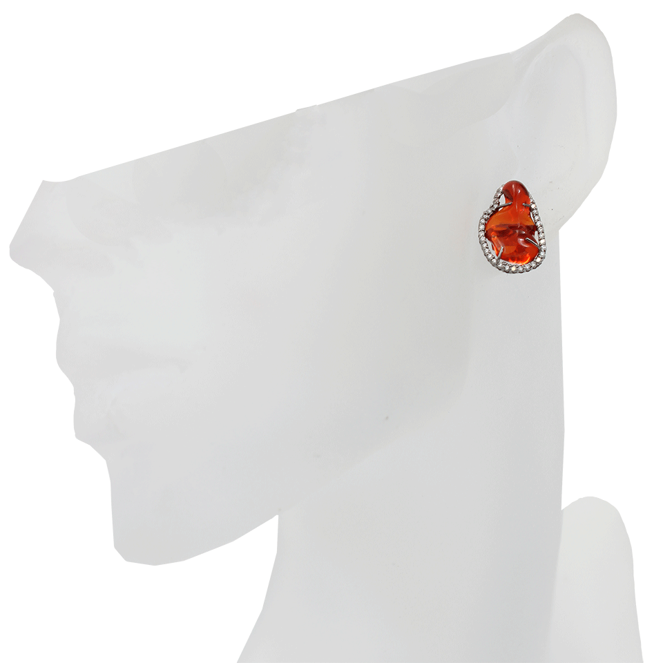 COLETTE JEWELRY-Fire Opal Stud Earrings with Diamonds-WHITE GOLD