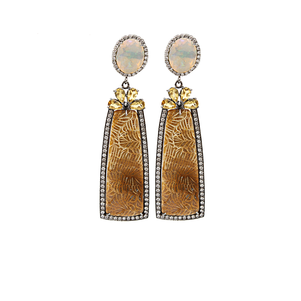 COLETTE JEWELRY-Fossilized Coral Earrings-WHITE GOLD