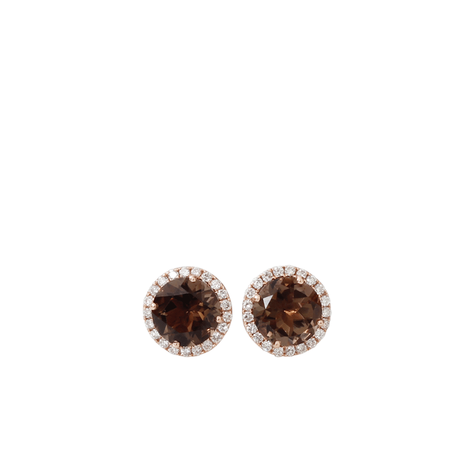 DANA REBECCA DESIGNS-Anna Beth Smokey Quartz Stud Earrings-ROSE GOLD