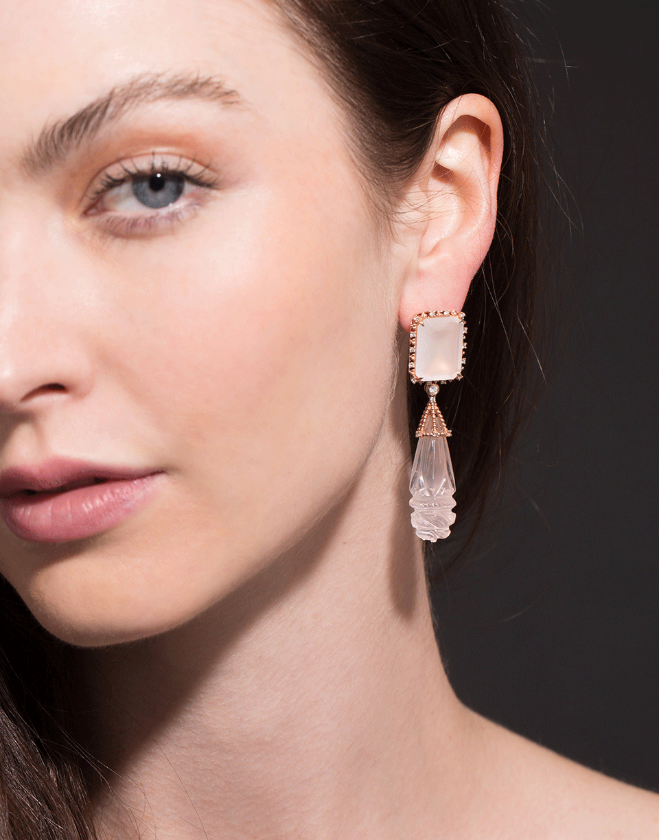 DANA REBECCA DESIGNS-Carved Rose Quartz Drop Earrings-ROSE GOLD