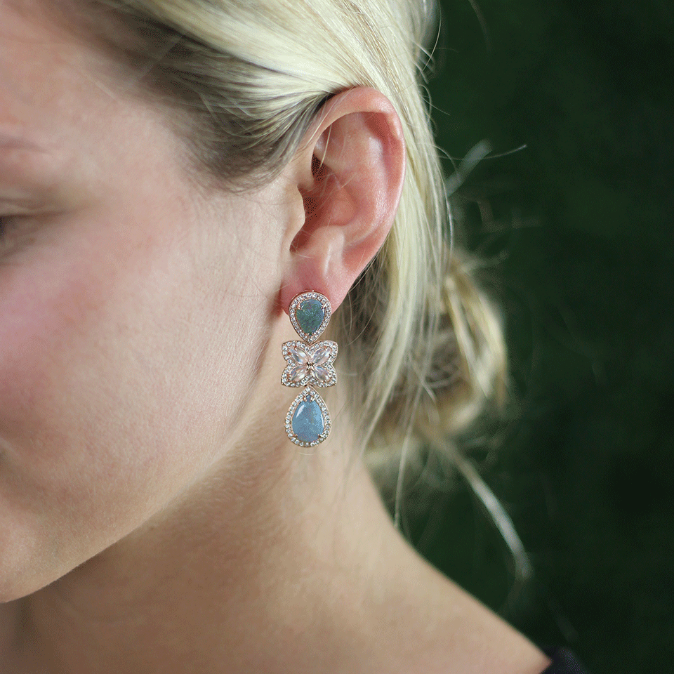 DANA REBECCA DESIGNS-Opal Earrings With Blue Moonstone-ROSE GOLD
