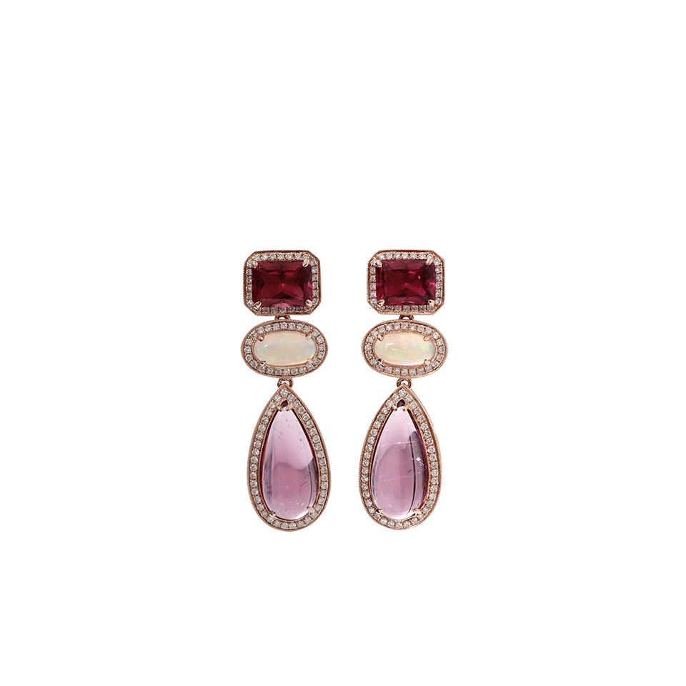 DANA REBECCA DESIGNS-Pink Tourmaline And Opal Earrings-ROSE GOLD