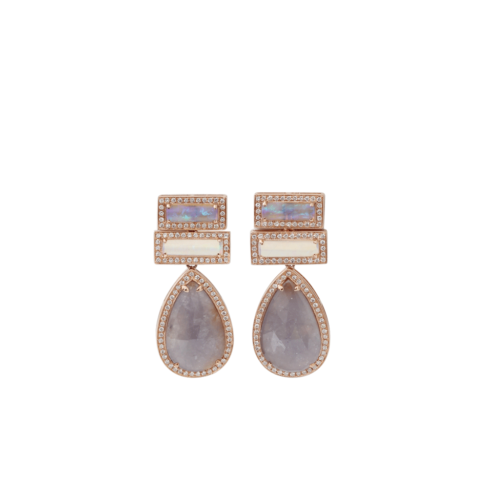 DANA REBECCA DESIGNS-Purple Sapphire And Opal Earrings-ROSE GOLD