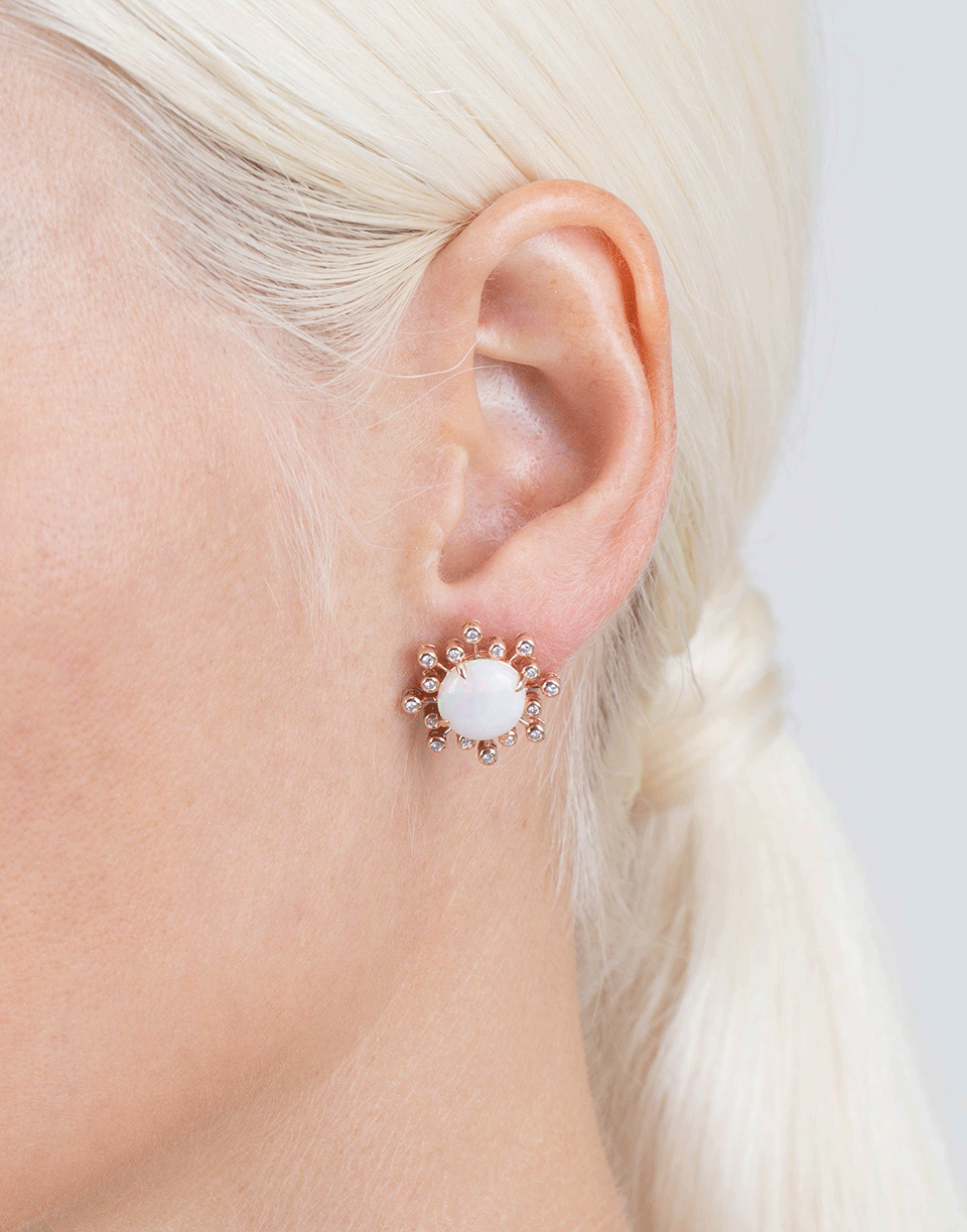 DANA REBECCA DESIGNS-White Opal Stud Earrings-ROSE GOLD