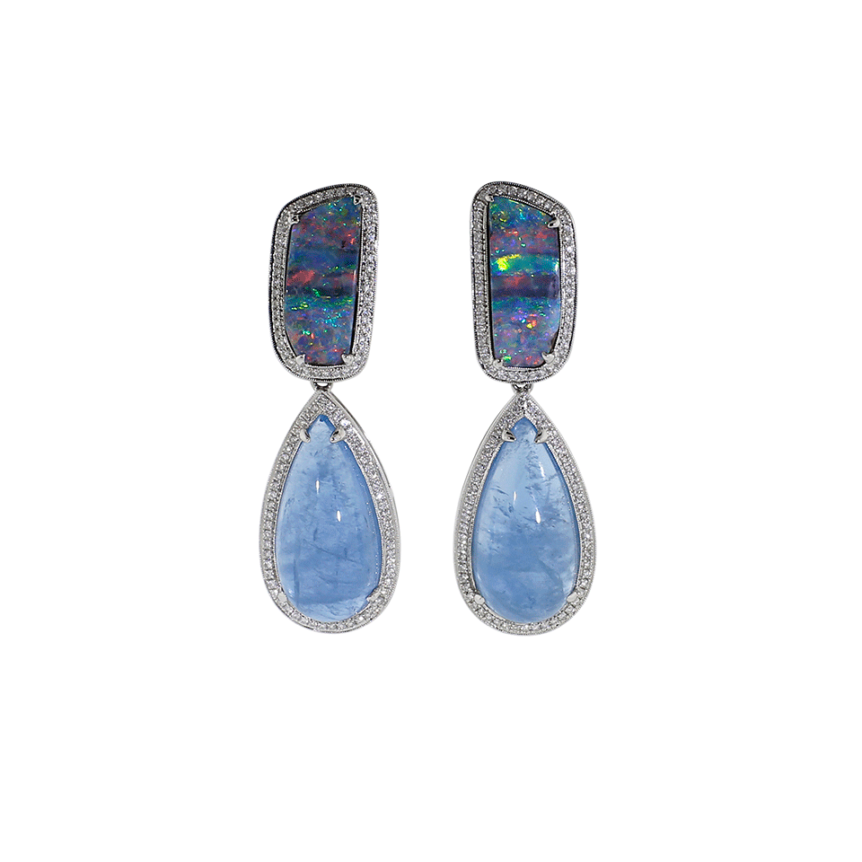 DANA REBECCA DESIGNS-One Of A Kind Boulder Opal Earrings-WHITE GOLD