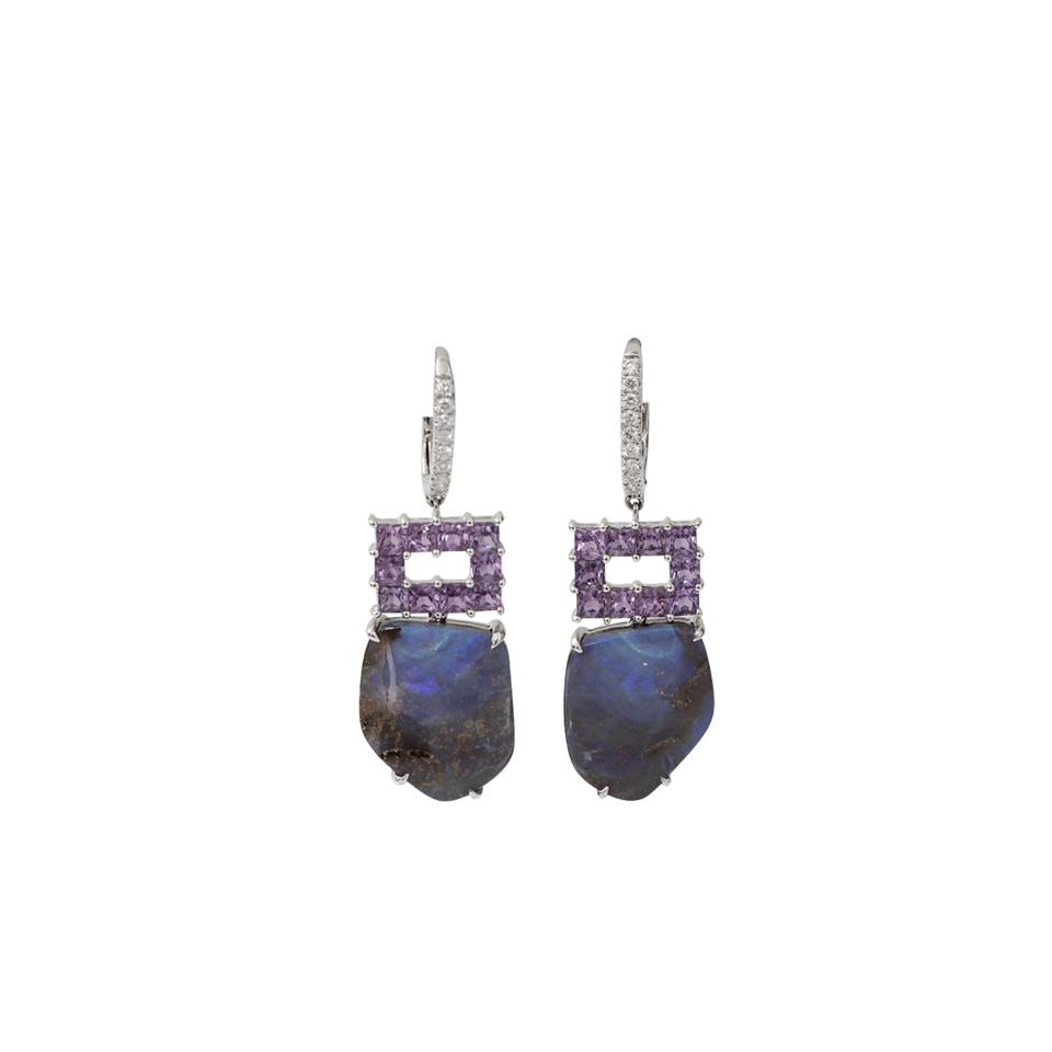 DANA REBECCA DESIGNS-Opal Earrings With Purple Sapphire-WHITE GOLD