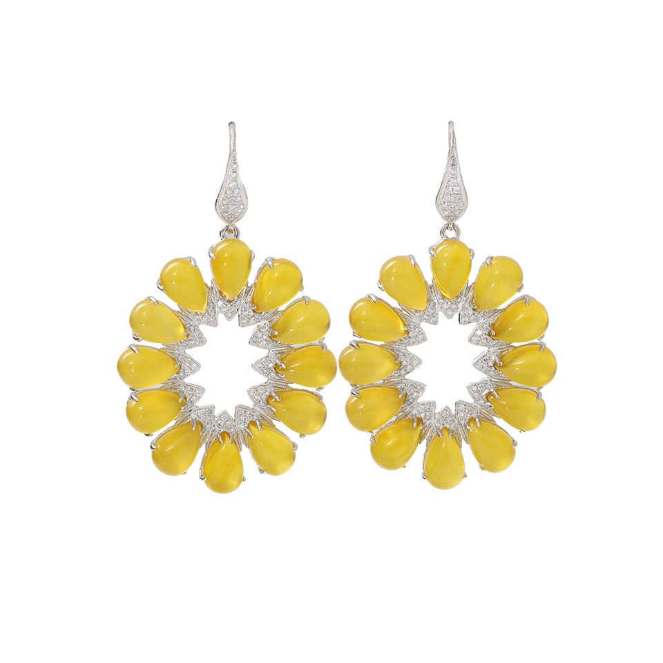 DANA REBECCA DESIGNS-Yellow Agate Earrings-WHITE GOLD