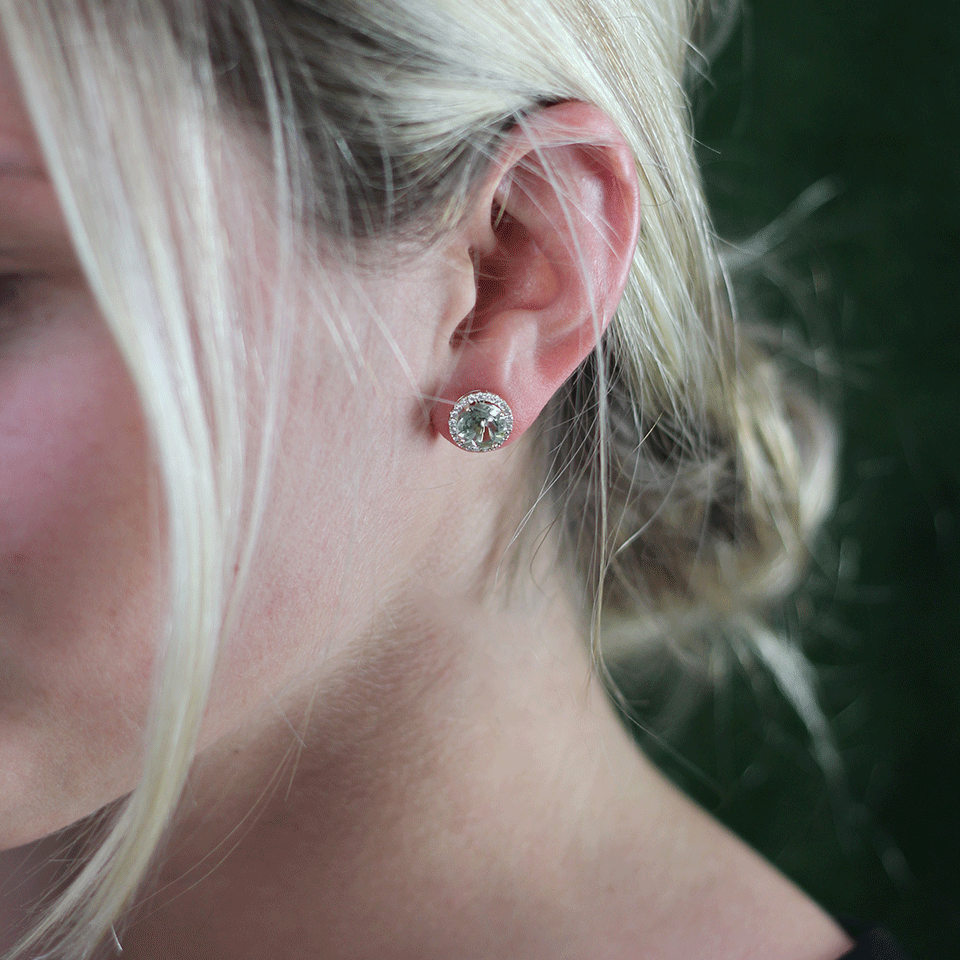 DANA REBECCA DESIGNS-Anna Beth Green Quartz Stud Earrings-YELLOW GOLD