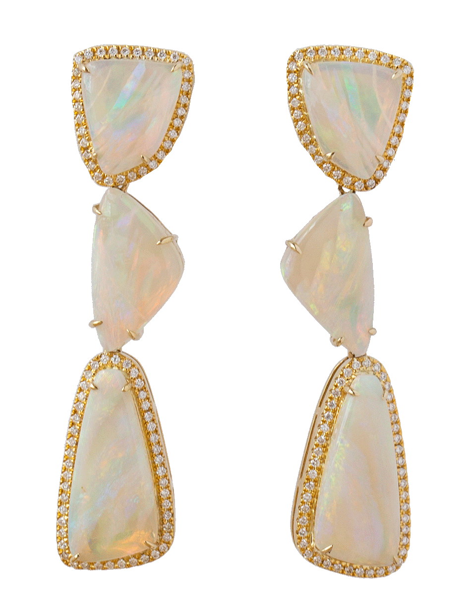 DANA REBECCA DESIGNS-Courtney Lauren Opal And Diamond Earrings-YELLOW GOLD