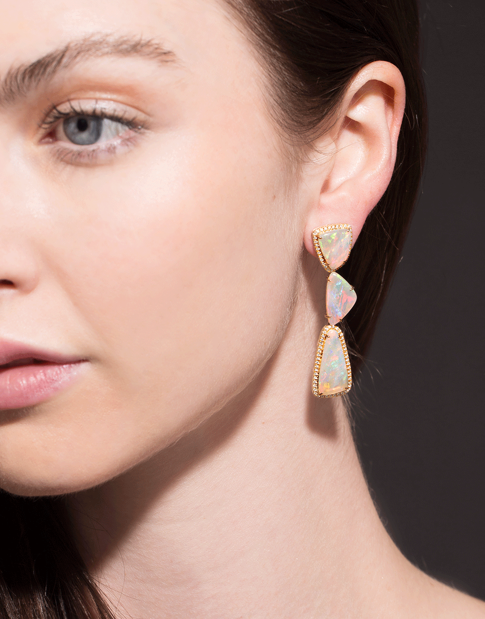 DANA REBECCA DESIGNS-Courtney Lauren Opal And Diamond Earrings-YELLOW GOLD